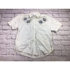 Allyson Whitmore Womens Vintage Embellished Button Front Shirt Size Medium
